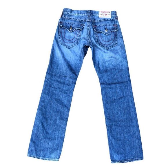 RARE Red Stitch True Religion Jeans Size 32 STRAIGHT Blue - Picture 5 of 9